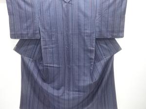 縞織り出し手織り紬着物